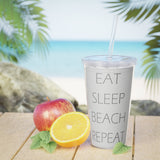 Eat Sleep BeachPlastic Tumbler with Straw - RobbNPlunder