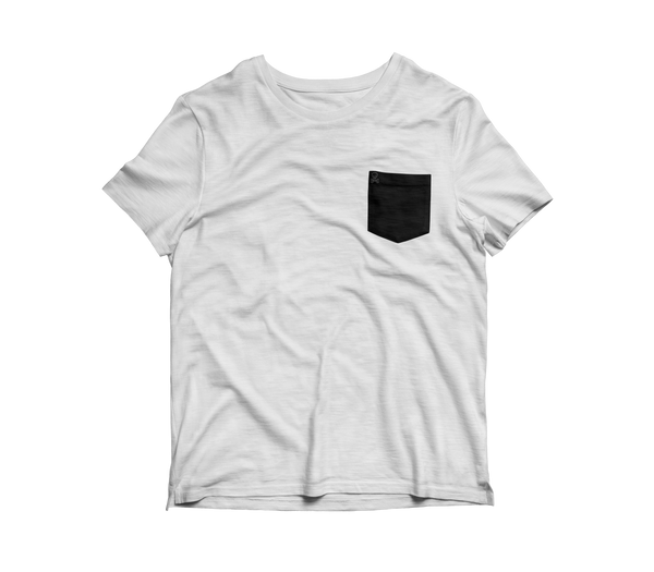 Bone/ Blk Logo Patch Pocket Tee - RobbNPlunder
