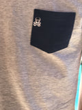 Grey/Navy Logo Patch Pocket Tee - RobbNPlunder