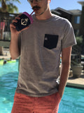 Grey/Navy Logo Patch Pocket Tee - RobbNPlunder